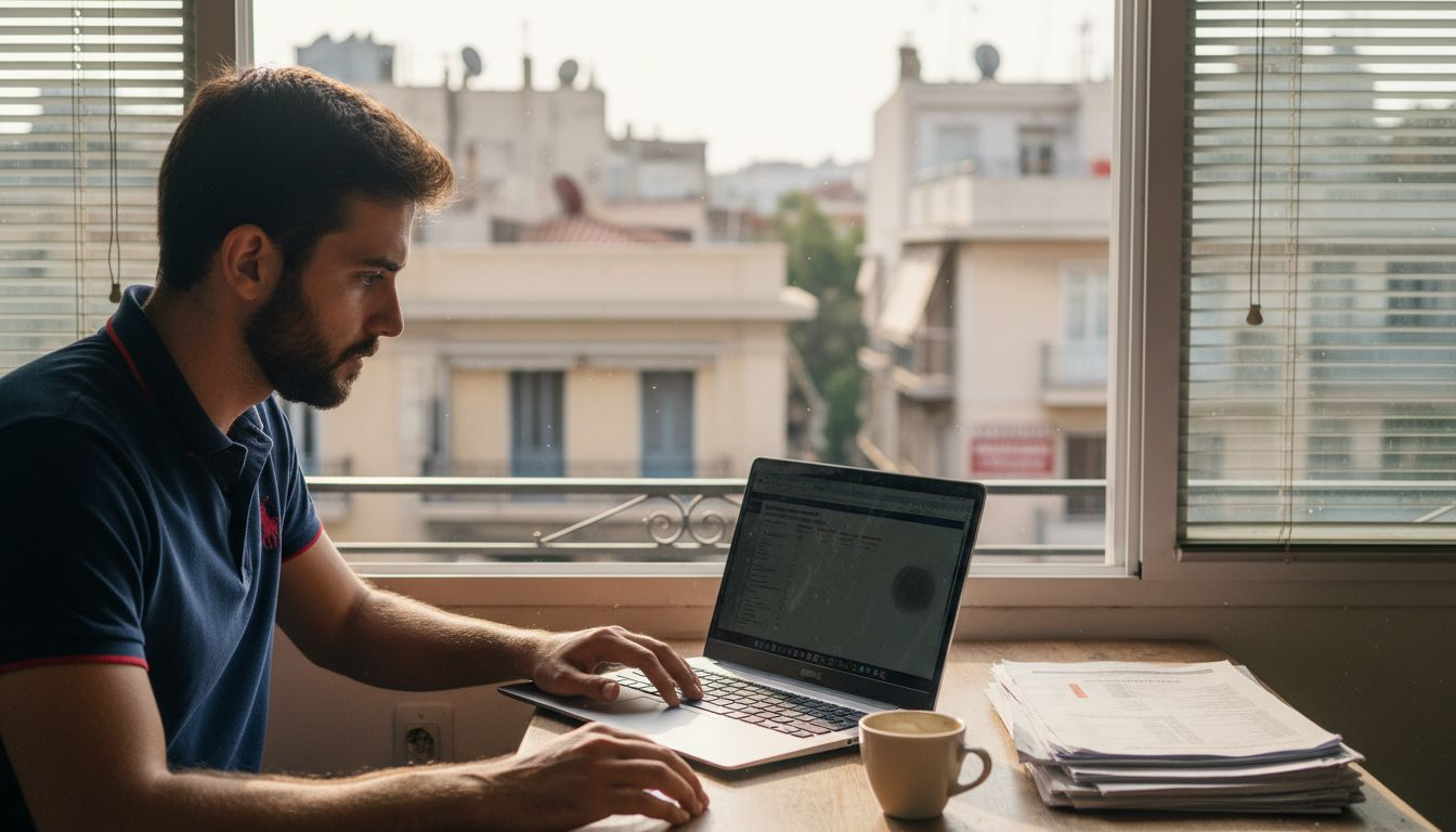 Ένας Έλληνας επιχειρηματίας παρακολουθεί τα δεδομένα που προκύπτουν από την αυτοματοποίηση των διαδικασιών του.